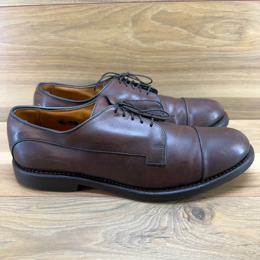 Allen Edmonds Bergland Oxford Mens 10.5 B Brown Leather Cap Toe Rubber Sole 6551